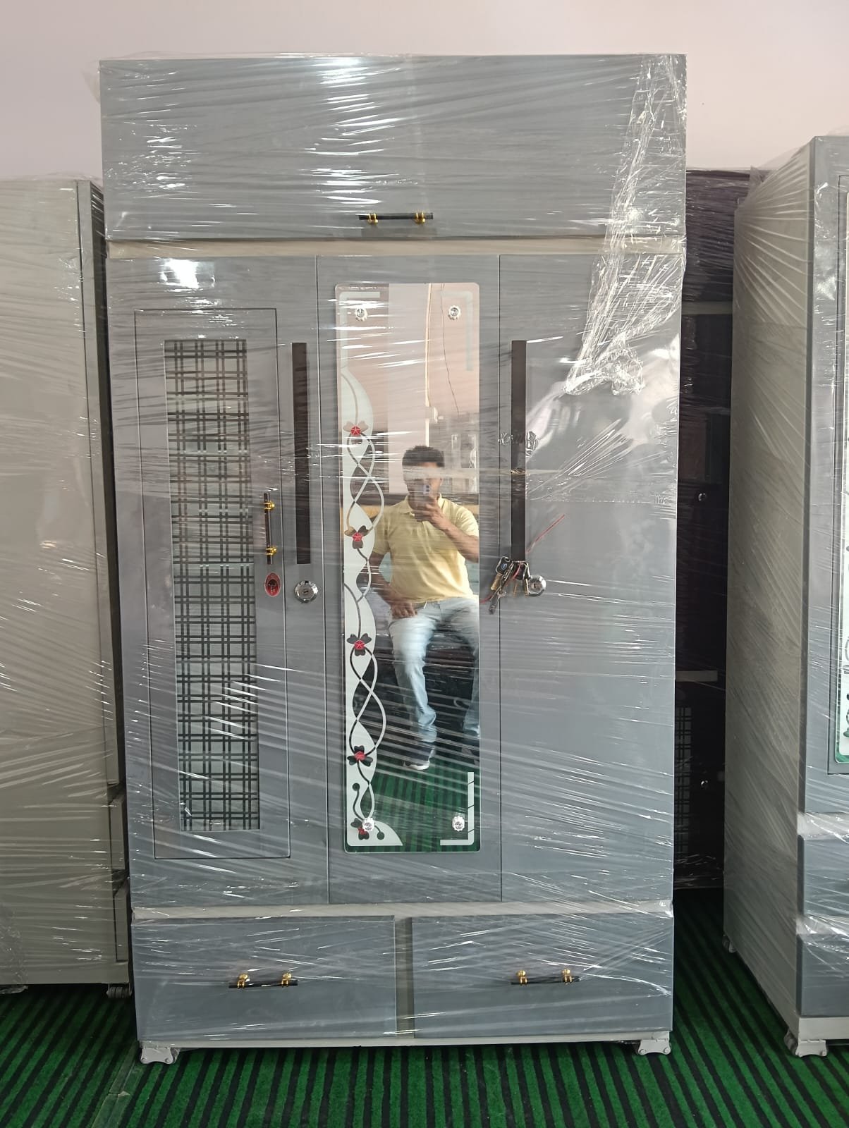 Grey Metal Almirah with Mirror Almirahs